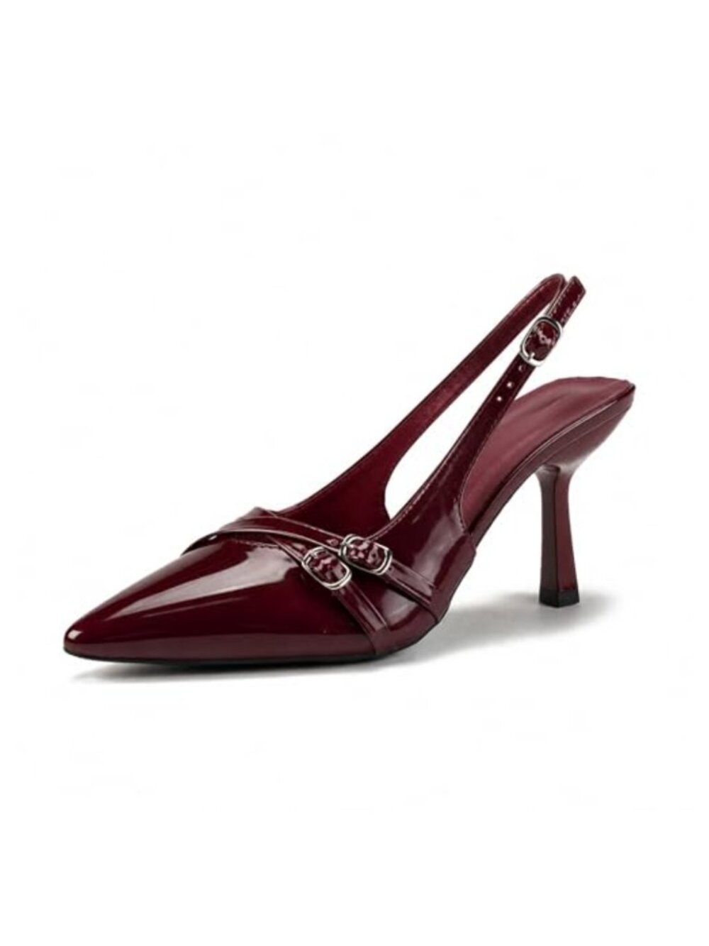 Slingback Heels Pointed Toe Patent Leather Dress Sandals 3.5" Stiletto Pumps